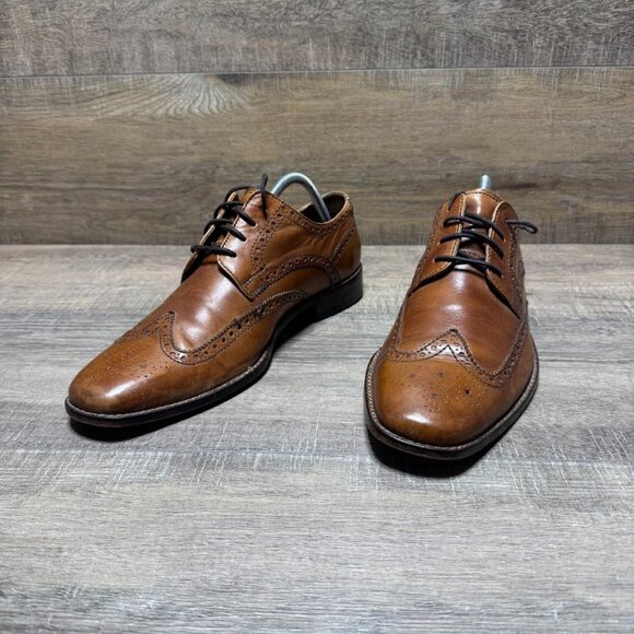 Cole Haan Giraldo Light Brown Leather Wingtip Oxfords Men's Size 9 - Picture 1 of 7